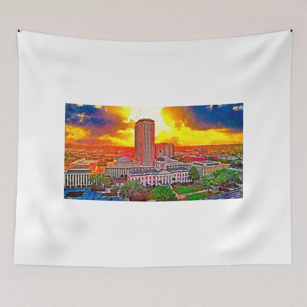 Item preview, Aerial of the Florida State Capitol in Tallahassee, at sunset - digital painting designed and sold by NickoPrints.