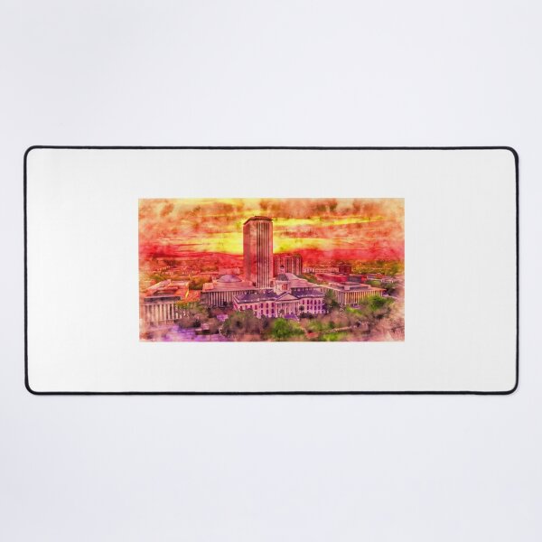 Item preview, The Florida State Capitol complex in Tallahassee, at sunset - pen and watercolor designed and sold by NickoPrints.