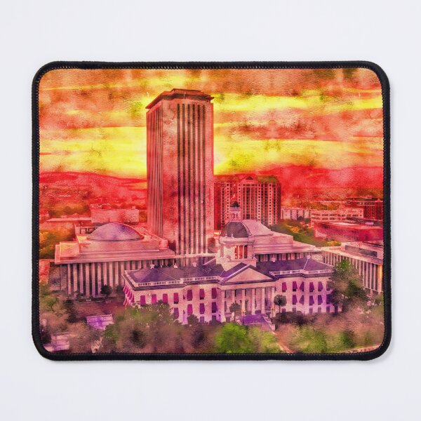 Item preview, The Florida State Capitol complex in Tallahassee, at sunset - pen and watercolor designed and sold by NickoPrints.