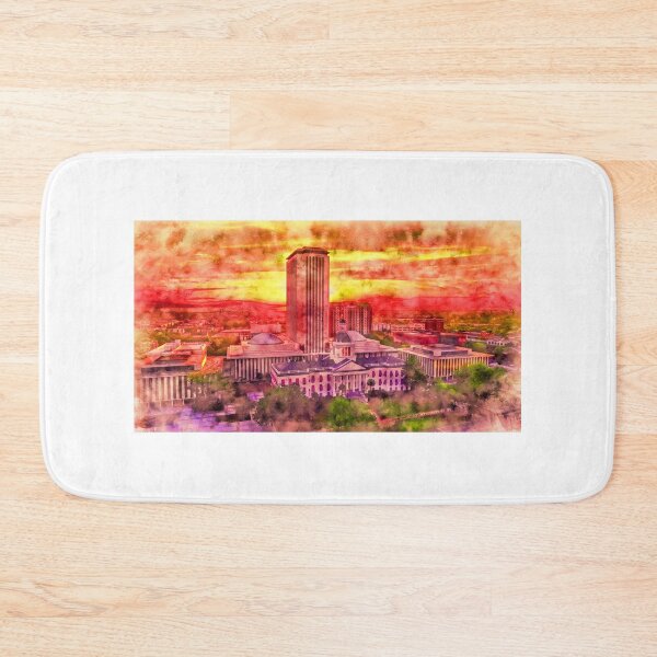 Item preview, The Florida State Capitol complex in Tallahassee, at sunset - pen and watercolor designed and sold by NickoPrints.
