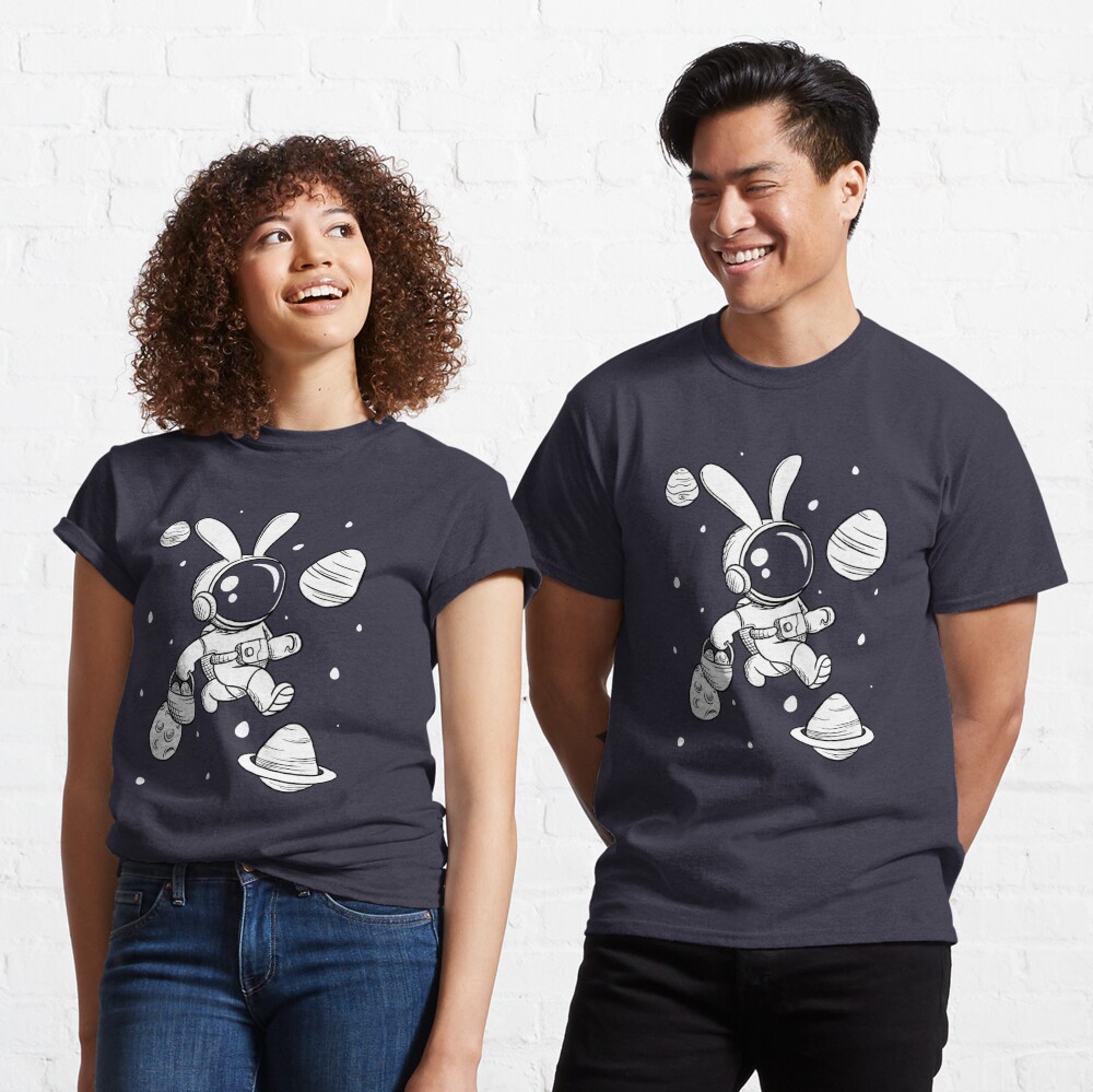 Bunny Astronaut with Easter Egg Planets in Space - funny Easter Classic T-Shirt