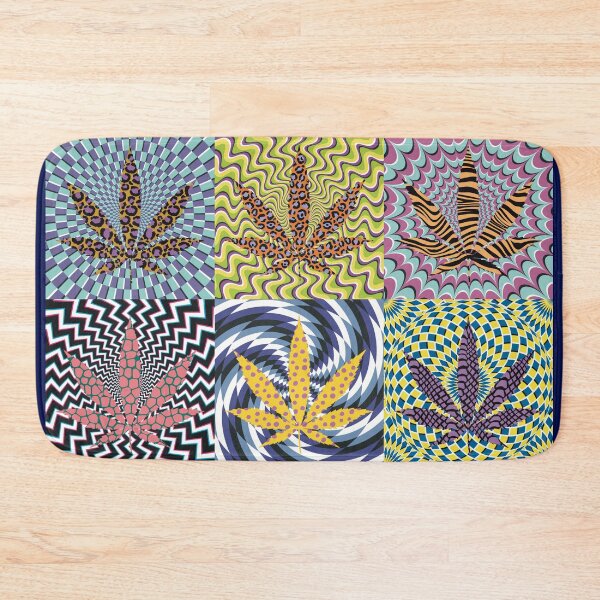 Item preview, Pot Leaf Pop Art with Retro Colorful Psychedelic Spirals with Animal Print Pattern Pot Leaves designed and sold by YomeHayin.