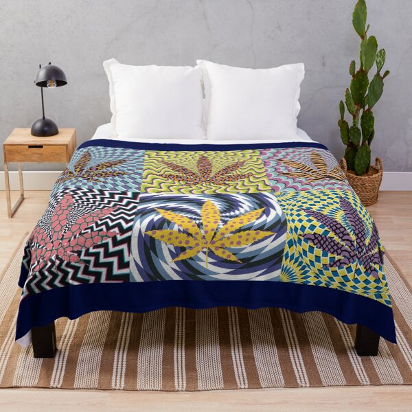 Item preview, Pot Leaf Pop Art with Retro Colorful Psychedelic Spirals with Animal Print Pattern Pot Leaves designed and sold by YomeHayin.