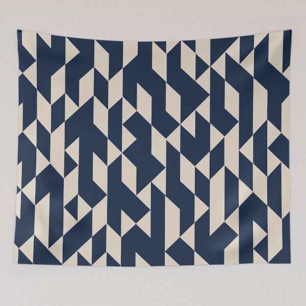 Item preview, Abstract Geometric Pattern Navy and Ivory designed and sold by meggydesigns.