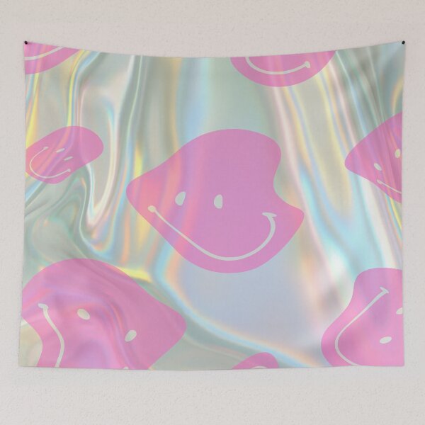 Item preview, hologram liquid and melting pink emoji pattern designed and sold by Beeroclock.