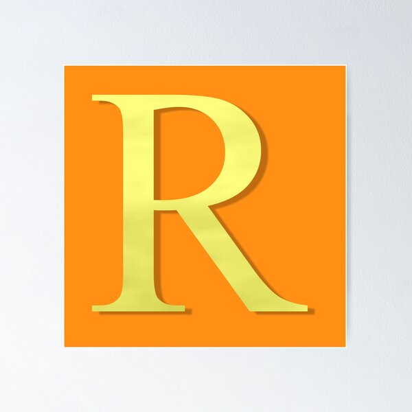 Item preview, The Letter R Gold on Orange 5748 designed and sold by Art in My Loft.