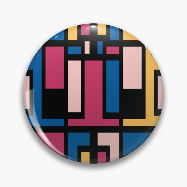 Item preview, Geometric Art Deco Style Blue Pink Yellow Black Outline  designed and sold by taiche.