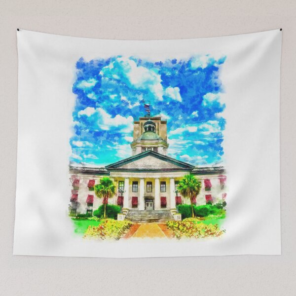 Item preview, The Florida State Capitol in Tallahassee - watercolor painting designed and sold by NickoPrints.