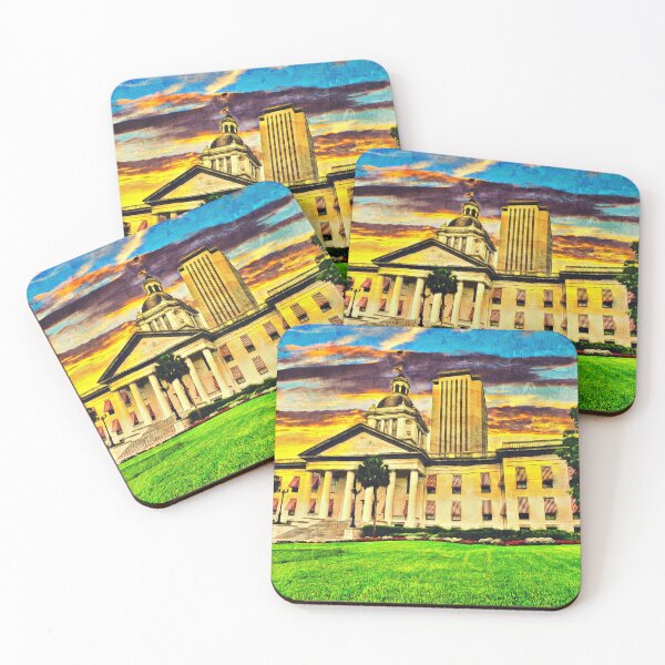 Item preview, The Florida State Capitol complex in Tallahassee, at sunset - oil painting designed and sold by NickoPrints.