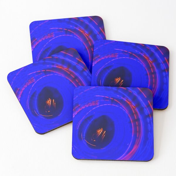 Item preview, Neon blue circles of light water swirls with red fire accents designed and sold by sopfanna.