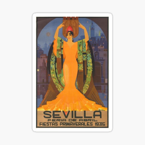 Item preview, Seville Fair, Spain (1935) - Vintage Travel Poster designed and sold by SALON DES ARTS.