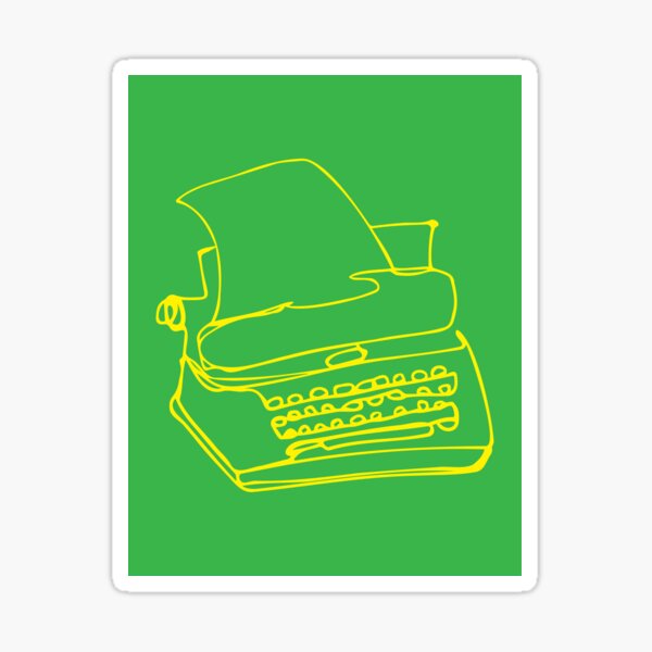 Green and Yellow Typewriter Sticker