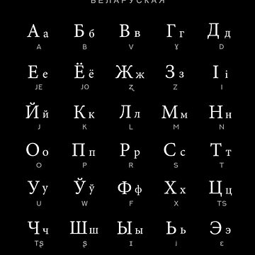 "Belarusian Alphabet Chart, Belarus Language Chart, Black" Metal Print ...