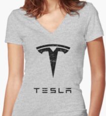 Tesla Women's Fitted V-Neck T-Shirt