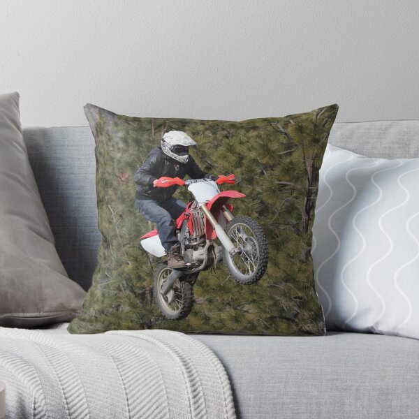 Motorcycle Jumping! Throw Pillow