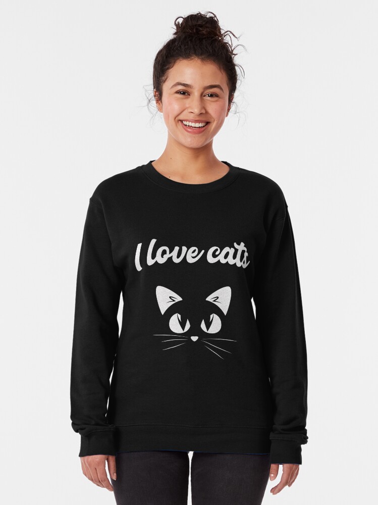 Vista alternativa de Sudadera sin capucha I LOVE CATS escrito en