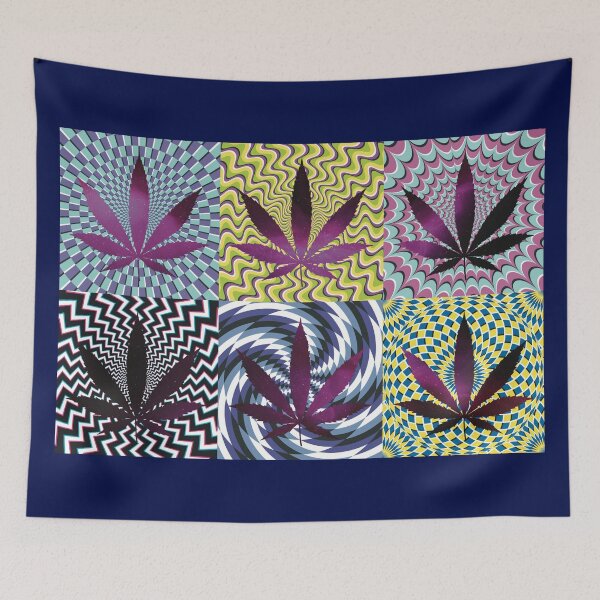 Item preview, Pot Leaf Pop Art with Retro Colorful Psychedelic Spirals with Space Pot Leaves designed and sold by YomeHayin.