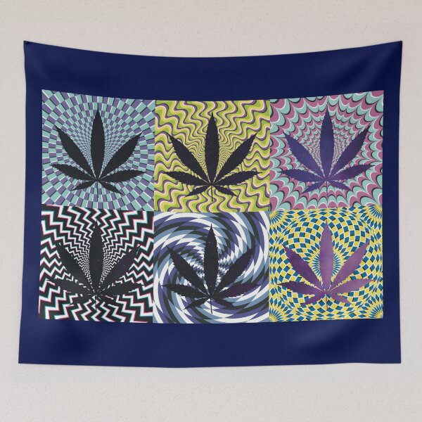 Item preview, Pot Leaf Pop Art with Retro Colorful Psychedelic Spirals with Space Pot Leaves designed and sold by YomeHayin.