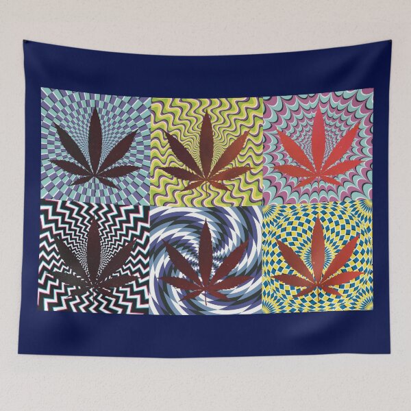 Item preview, Pot Leaf Pop Art with Retro Colorful Psychedelic Spirals with Space Pot Leaves designed and sold by YomeHayin.
