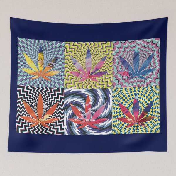 Item preview, Pot Leaf Pop Art with Retro Colorful Psychedelic Spirals with Paint Pot Leaves designed and sold by YomeHayin.