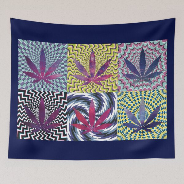 Item preview, Pot Leaf Pop Art with Retro Colorful Psychedelic Spirals with Galactic Pot Leaves designed and sold by YomeHayin.