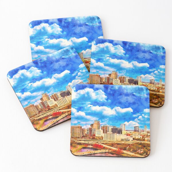 Item preview, Panorama of downtown Orlando, Florida, seen from Lake Lucerne - pen and watercolor designed and sold by NickoPrints.