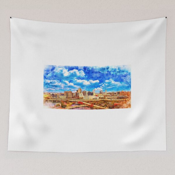 Item preview, Panorama of downtown Orlando, Florida, seen from Lake Lucerne - pen and watercolor designed and sold by NickoPrints.