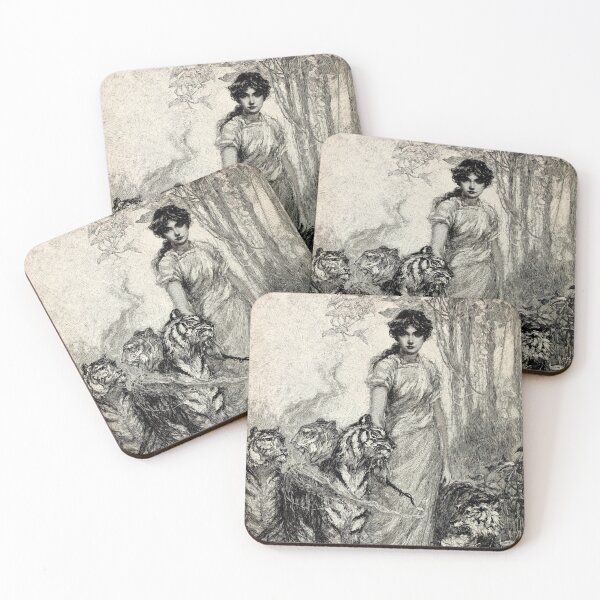 Item preview, Vintage Woman with Tigers designed and sold by IliaLobell.