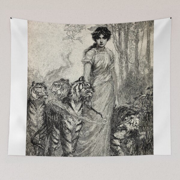 Item preview, Vintage Woman with Tigers designed and sold by IliaLobell.
