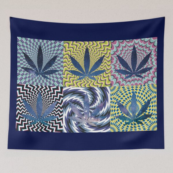 Item preview, Pot Leaf Pop Art with Retro Colorful Psychedelic Spirals with Galactic Pot Leaves designed and sold by YomeHayin.