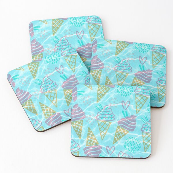 Item preview, blue beach and pastel ice cream cone pattern designed and sold by Beeroclock.
