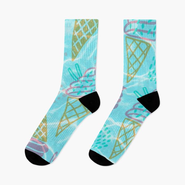 Item preview, blue beach and pastel ice cream cone pattern designed and sold by Beeroclock.