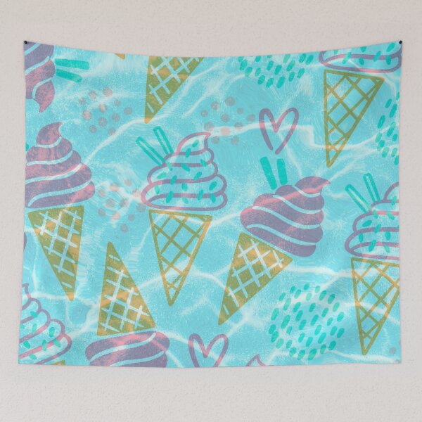 Item preview, blue beach and pastel ice cream cone pattern designed and sold by Beeroclock.