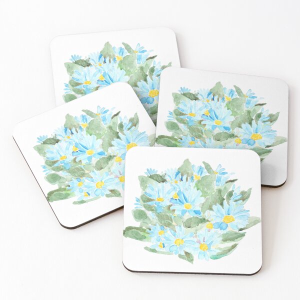 Item preview, hand painted blue Cineraria Pericalis flowers watercolor  designed and sold by SelenePaintings .