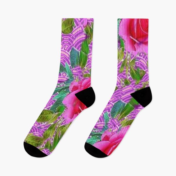 Item preview,  FUCHSIA PINK ROSE GARDEN PURPLE PATTERN ART   designed and sold by sharlesart.