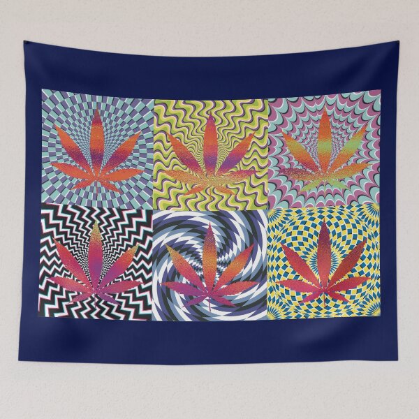 Item preview, Pot Leaf Pop Art with Retro Colorful Psychedelic Spirals with Glittery Pot Leaves designed and sold by YomeHayin.