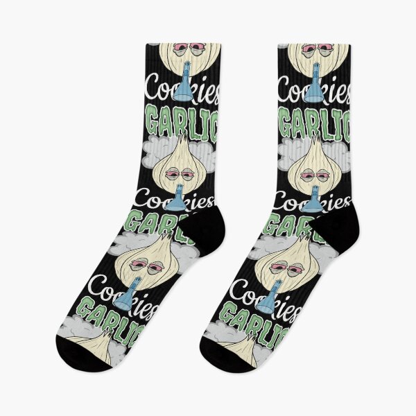 Item preview, Garlic cartoon character smoking weed from a bong - garlic cookies marijuana strain designed and sold by YomeHayin.