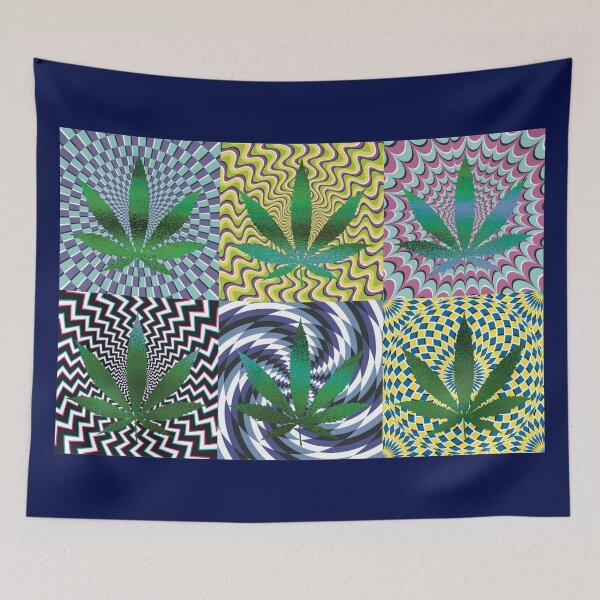 Item preview, Pot Leaf Pop Art with Retro Colorful Psychedelic Spirals with Glittery Pot Leaves designed and sold by YomeHayin.
