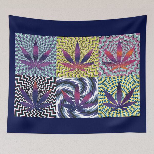 Item preview, Pot Leaf Pop Art with Retro Colorful Psychedelic Spirals with Glittery Pot Leaves designed and sold by YomeHayin.