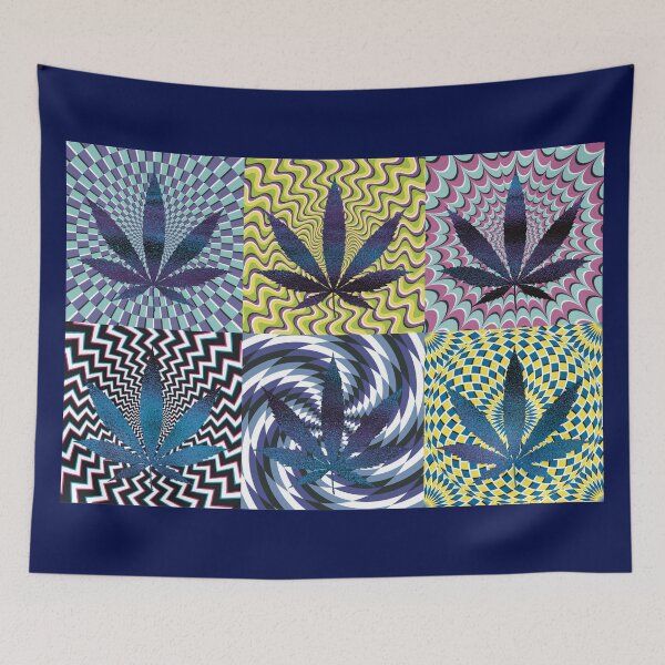 Item preview, Pot Leaf Pop Art with Retro Colorful Psychedelic Spirals with Glittery Pot Leaves designed and sold by YomeHayin.