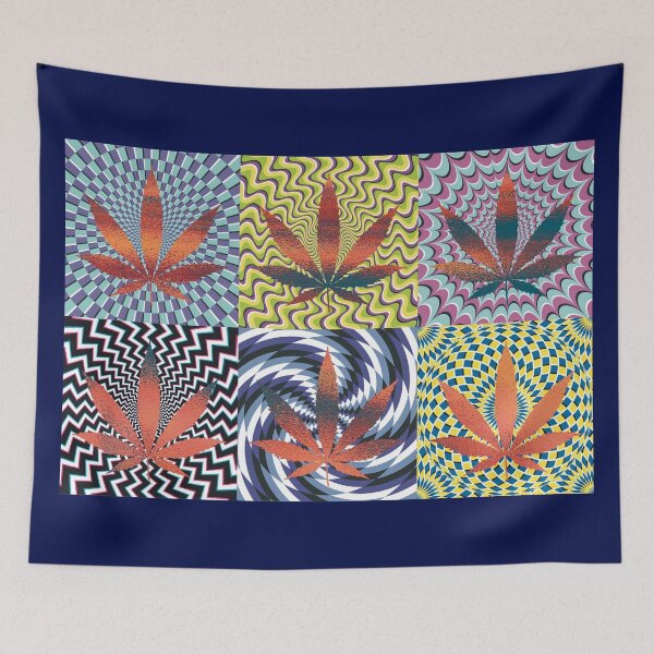 Item preview, Pot Leaf Pop Art with Retro Colorful Psychedelic Spirals with Glittery Pot Leaves designed and sold by YomeHayin.