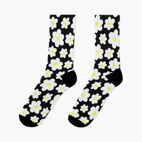 Item preview, Cute Floral Doodle Pattern, White and Yellow Flowers on a Black Backdrop, made by EndlessEmporium designed and sold by EndlessEmporium.