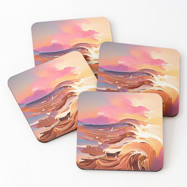 Item preview, Crashing waves with pink and orange colours designed and sold by janesg.