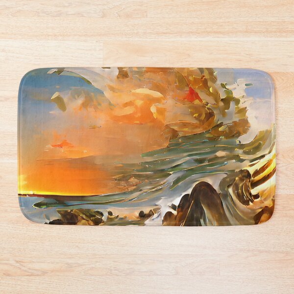 Item preview, Stormy violent seascape with crashing waves and sunset sky designed and sold by janesg.