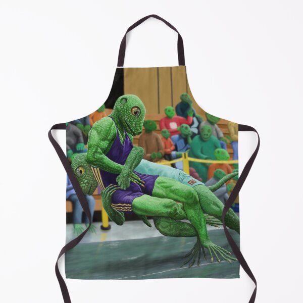 Item preview, Lizard Man Warrior Wrestling Fantasy Creature Art designed and sold by HelmsArt.