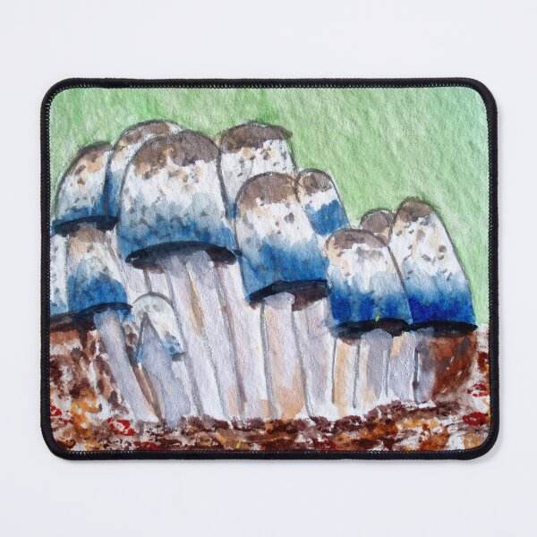 Item preview, Blue tipped mushrooms designed and sold by MoreGoodArt.