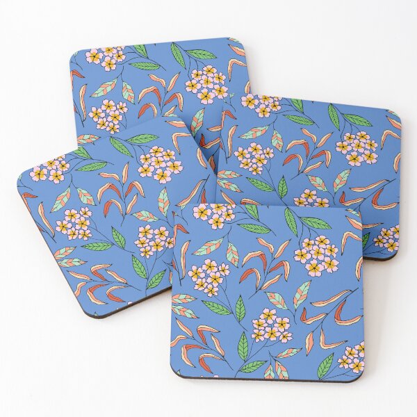 Item preview, Colorful happy flower blossom pattern in blue designed and sold by Illustrated by Nat.