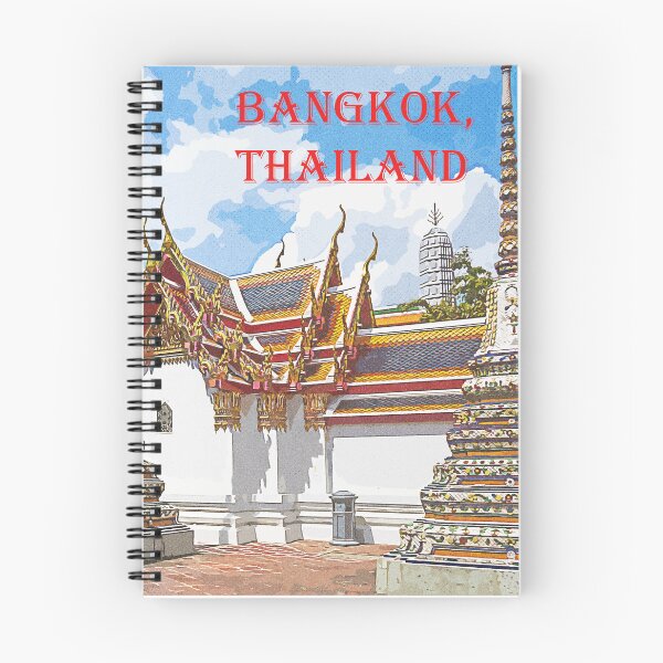 Item preview, Vintage travel poster - Stupas in Wat Pho, Bangkok, Thailand designed and sold by Kevin Hellon.