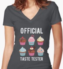 Official Cupcake Taste Tester Funny Food Humor Women's Fitted V-Neck T-Shirt