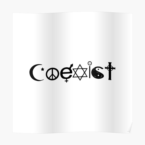 Coexist in Peace Star of David Om Cross Crescent Moon Symbols Pacific St steel 